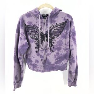 Thorn & Fable Butterfly Moth Hoodie Jacket Womens Small Whimsigoth Fairy Grunge
